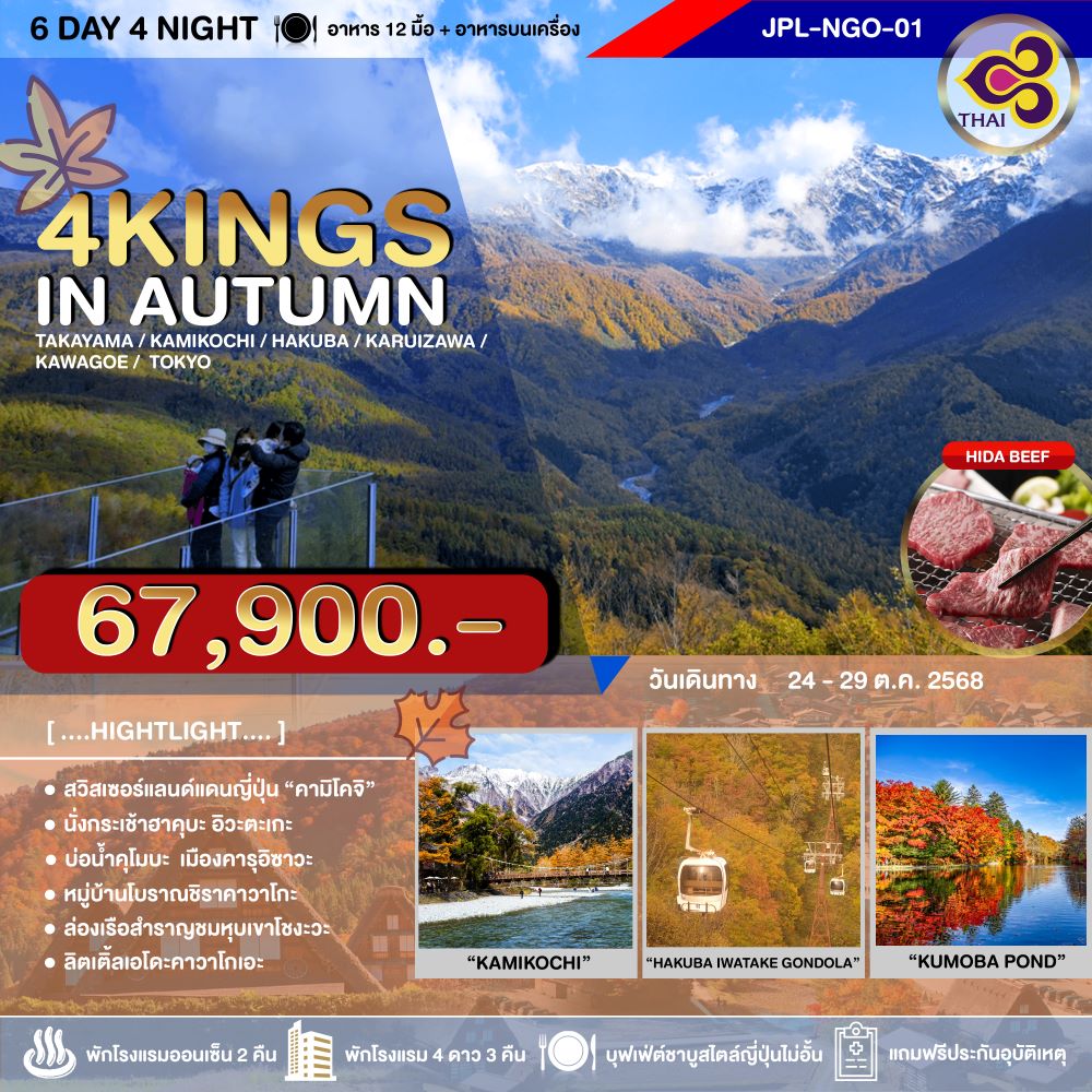 JPL-NGO01 ทัวร์ญี่ปุ่น 4KINGS IN AUTUMN 7D4N